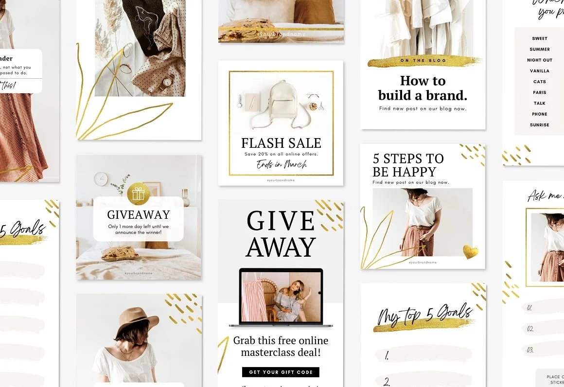 Gold Instagram Post Pack 2