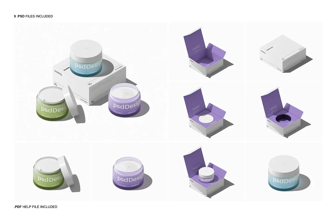 Cosmetic Jar and Box Mockup 2