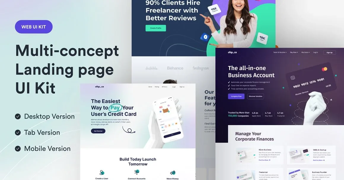 Multi-concept Landing page UI Kit