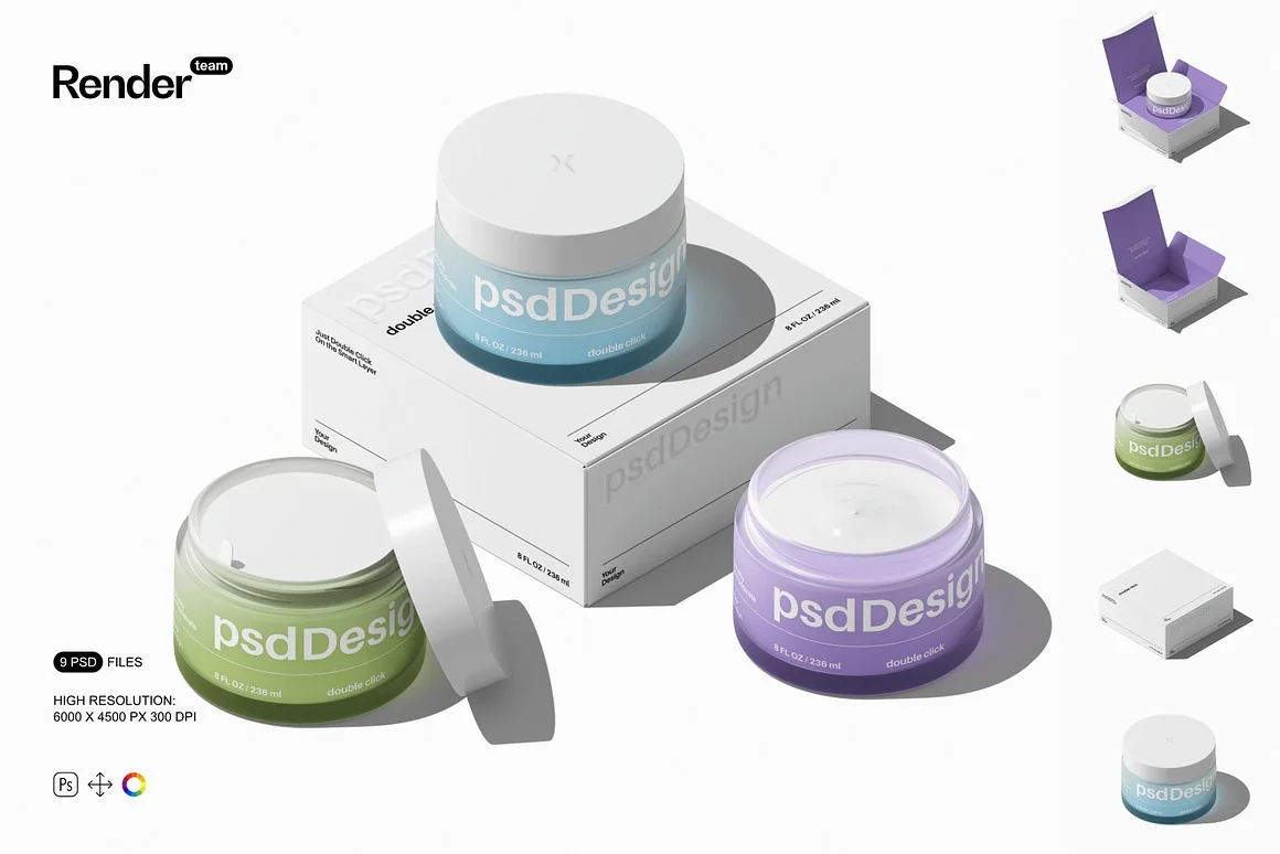 Cosmetic Jar and Box Mockup