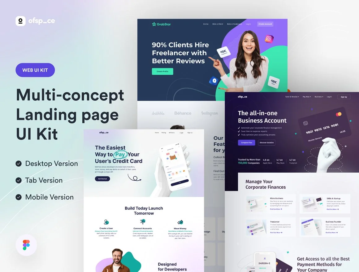 Multi-concept Landing page UI Kit